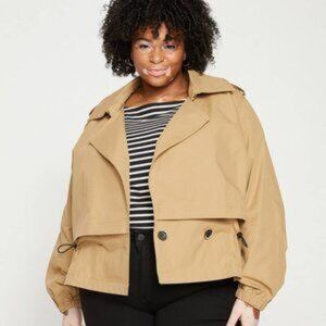 Universal Standard Leonard Cropped Trench Coat Size Small 14/16 NWOT